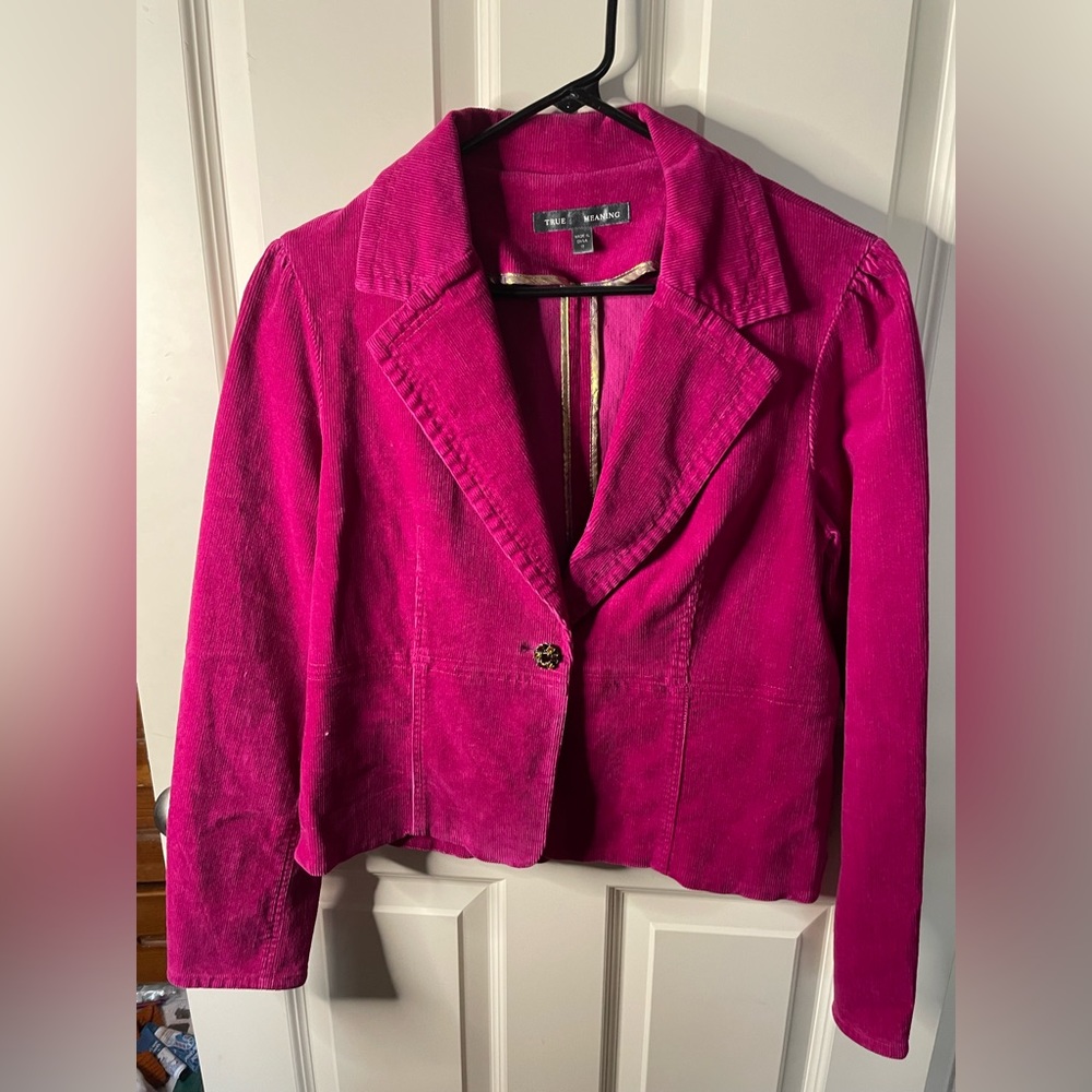 True Meaning Fuschia Corduroy Jacket